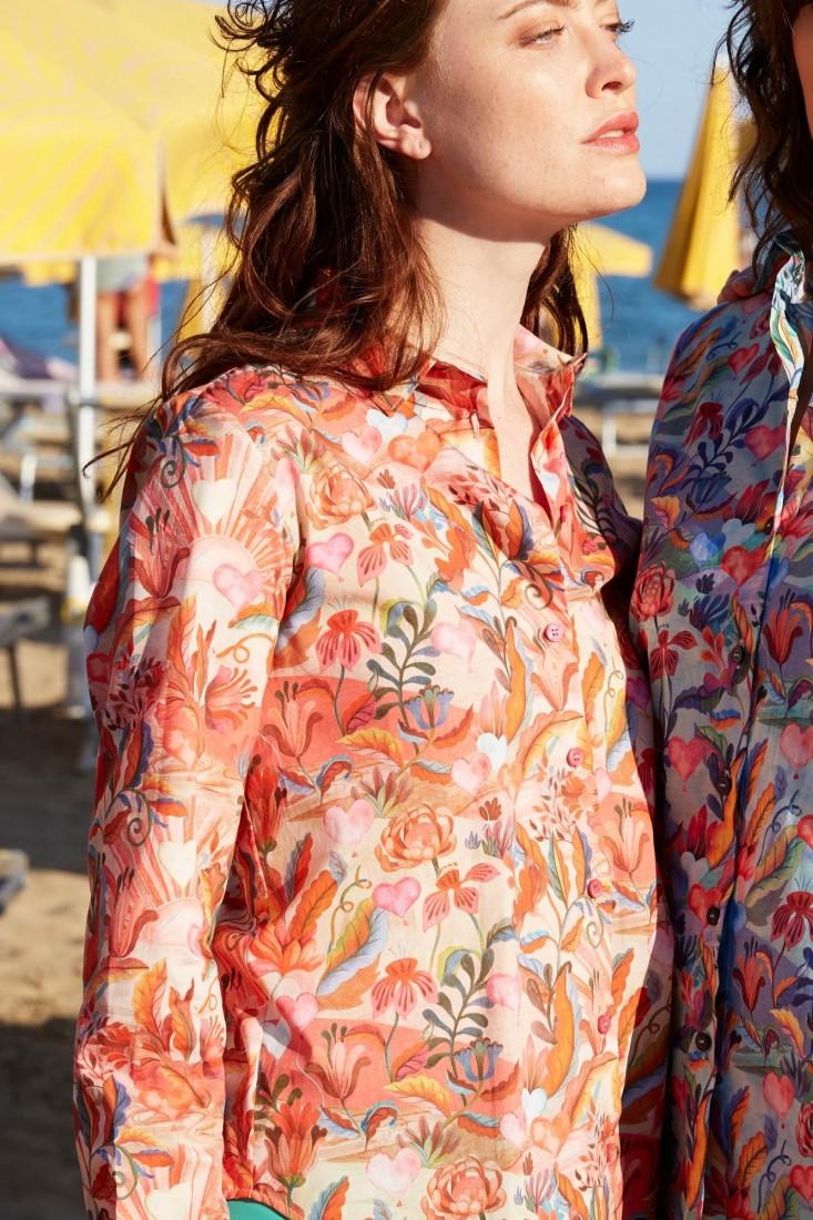 Zanetti 1965 Camicia in cotone stampato LIberty Only for today