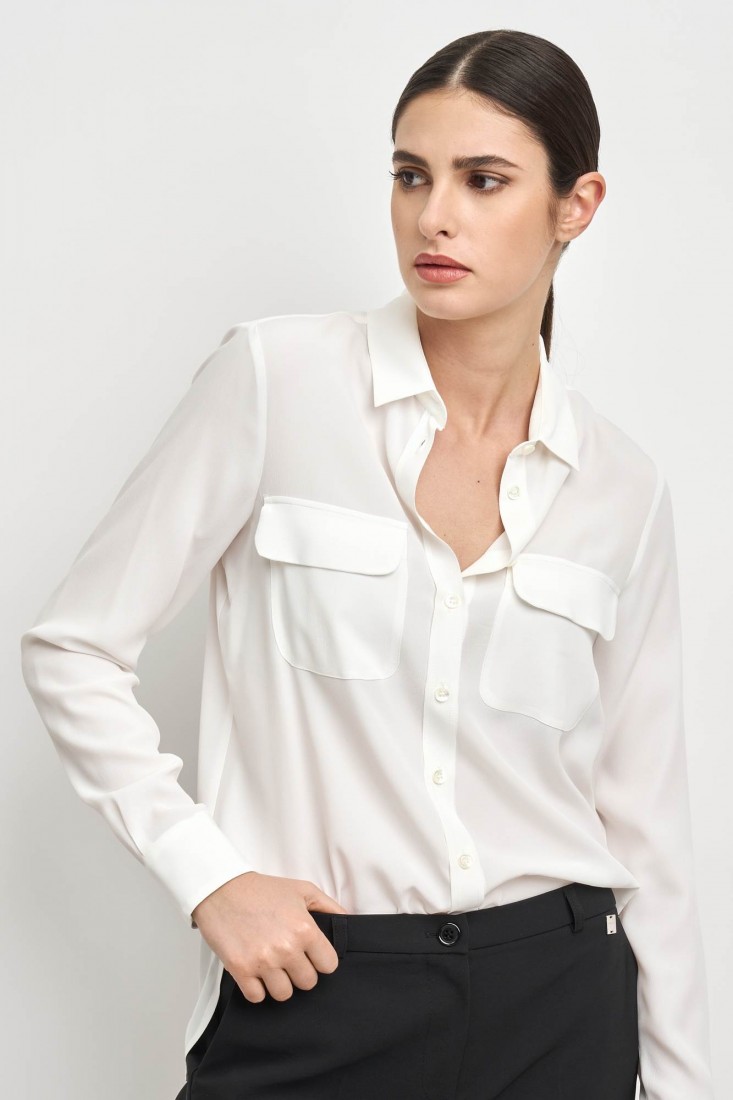 Zanetti 1965 Camicia in misto seta con tasche frontali CLOE Sostegno trimestrale